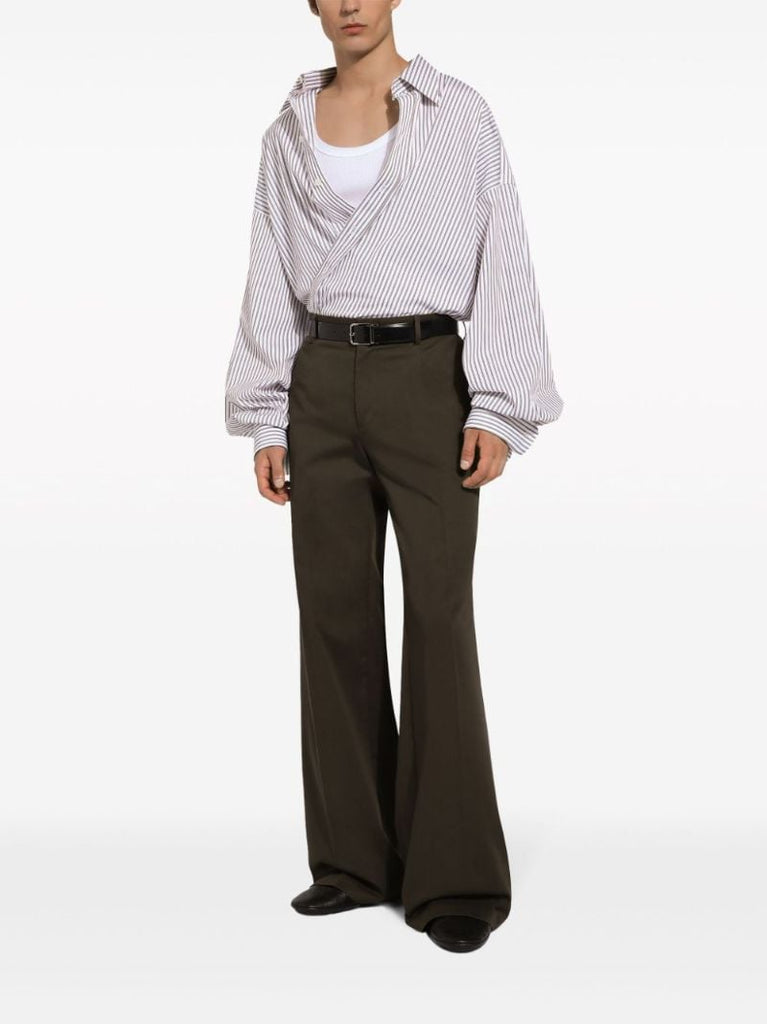 Brown Straight-leg Cotton Trousers