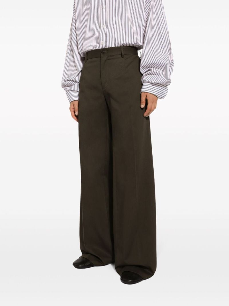 Brown Straight-leg Cotton Trousers