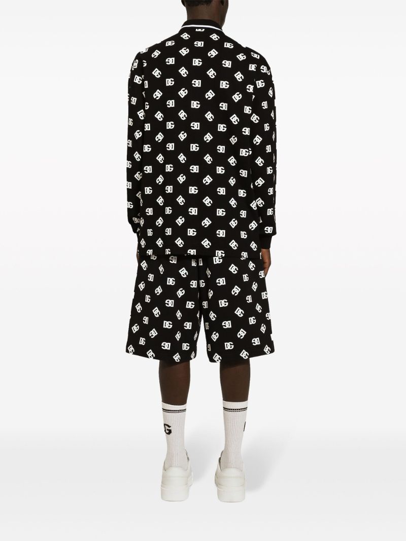 Black Dg-print Cotton Track Shorts