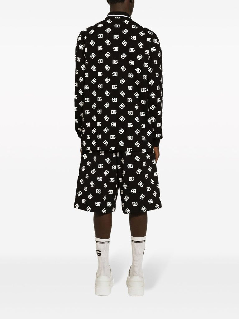 Black Dg-print Cotton Track Shorts