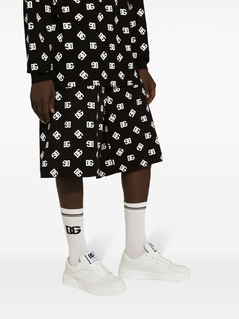 Black Dg-print Cotton Track Shorts