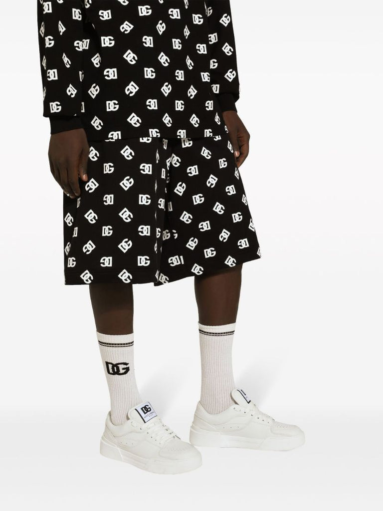 Black Dg-print Cotton Track Shorts