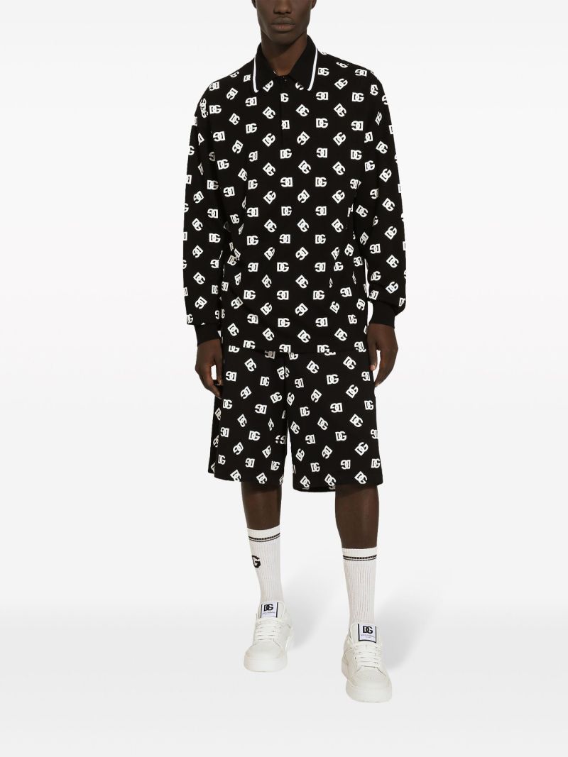 Black Dg-print Cotton Track Shorts