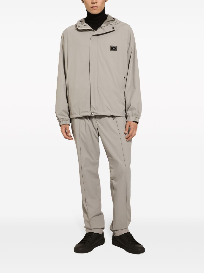 Grey Drawstring-waist Track Pants