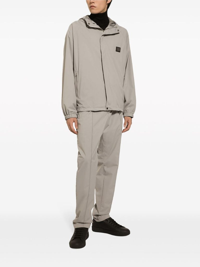 Grey Drawstring-waist Track Pants