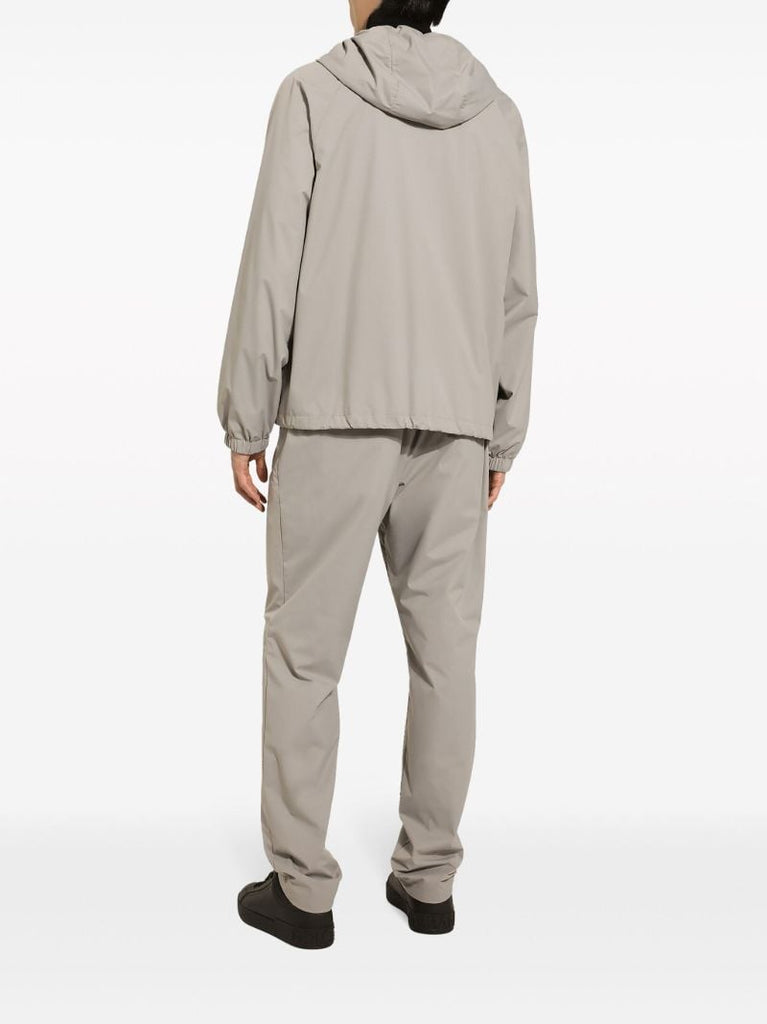 Grey Drawstring-waist Track Pants
