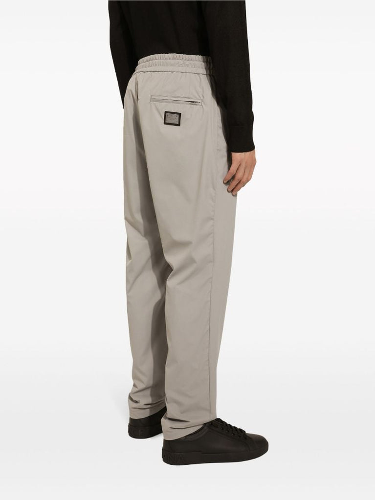 Grey Drawstring-waist Track Pants
