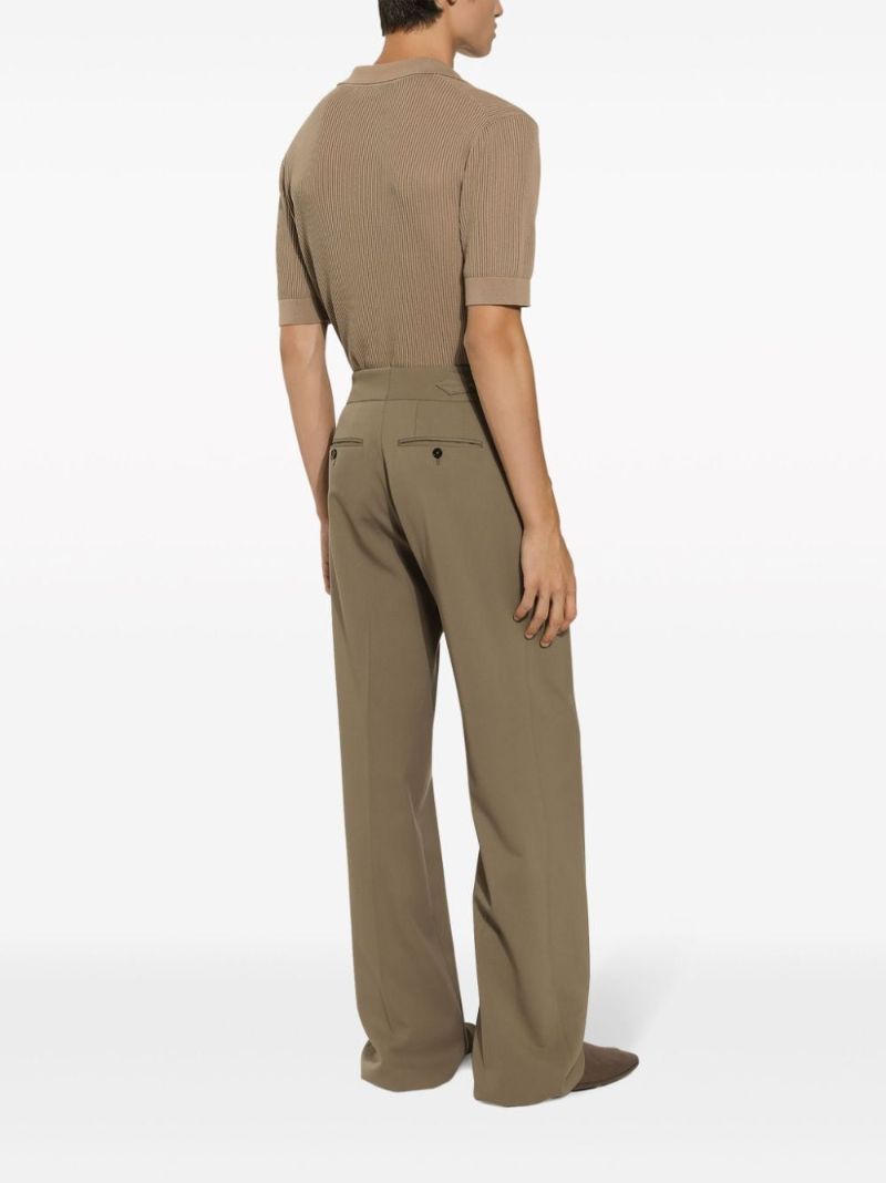 Neutral Straight-leg Wool Trousers
