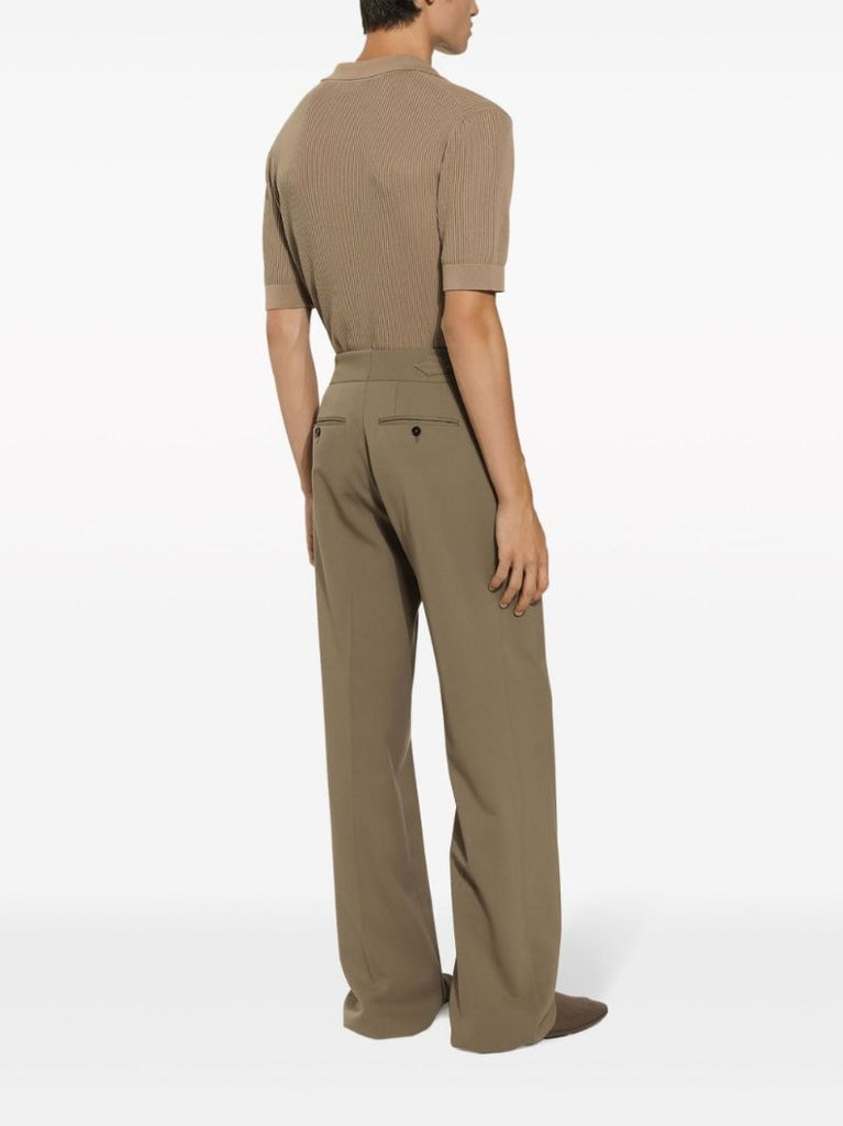 Neutral Straight-leg Wool Trousers