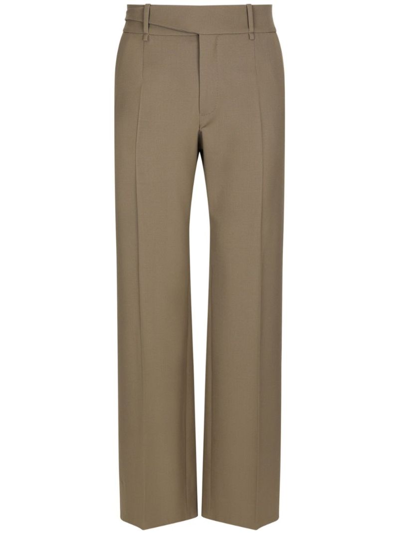 Neutral Straight-leg Wool Trousers