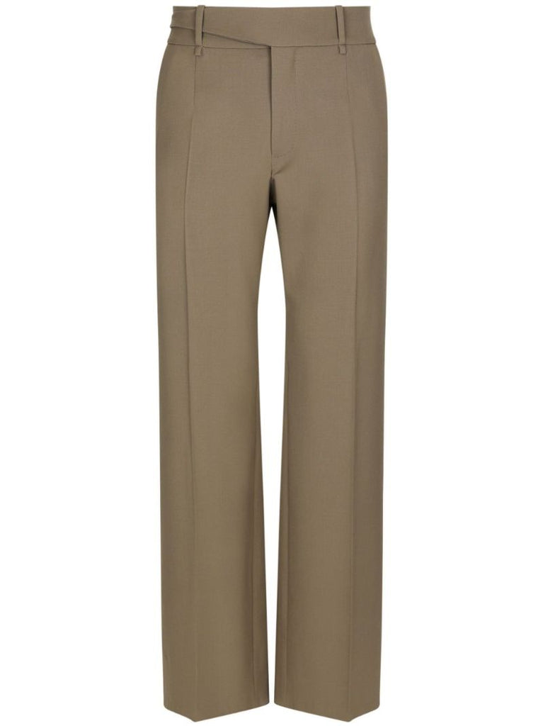 Neutral Straight-leg Wool Trousers