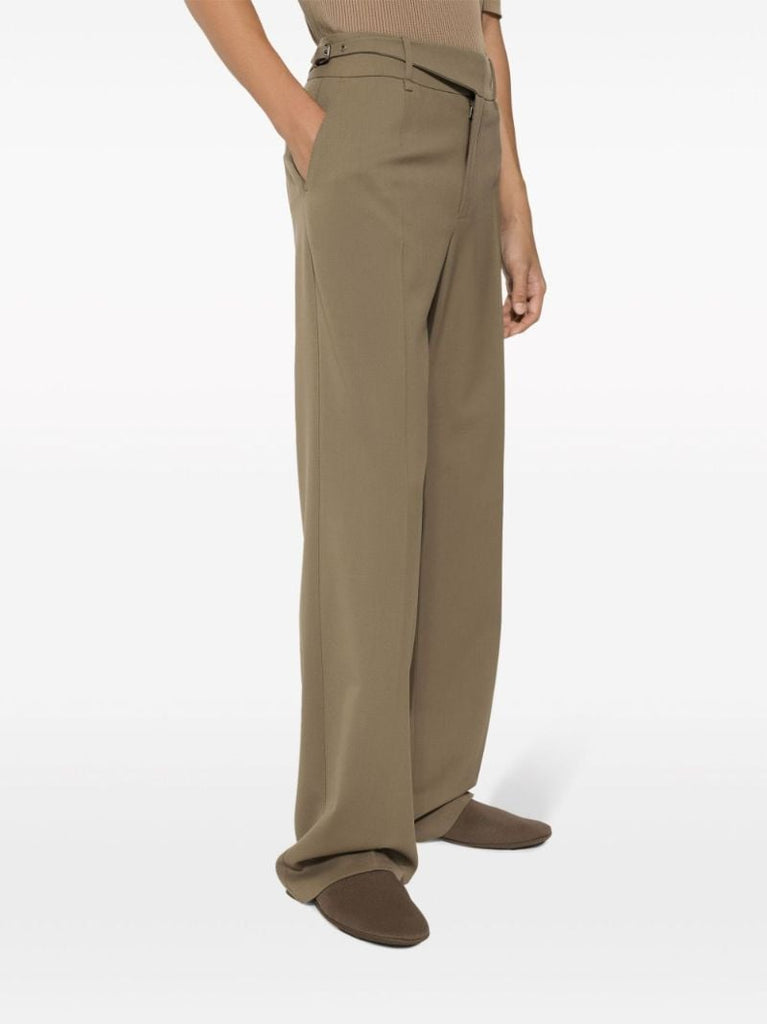 Neutral Straight-leg Wool Trousers