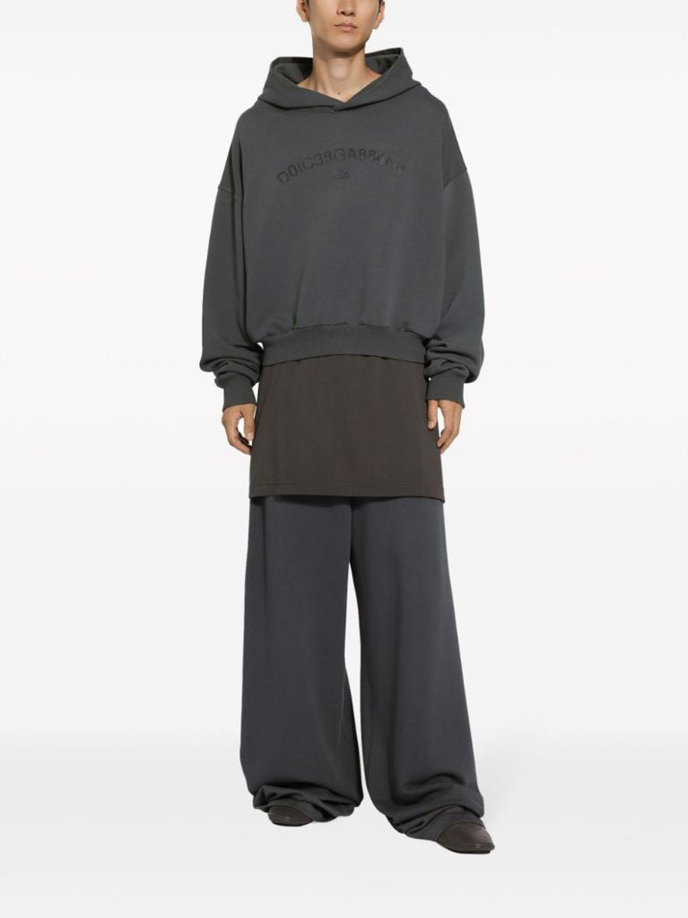 Grey Wide-leg Cotton Trousers