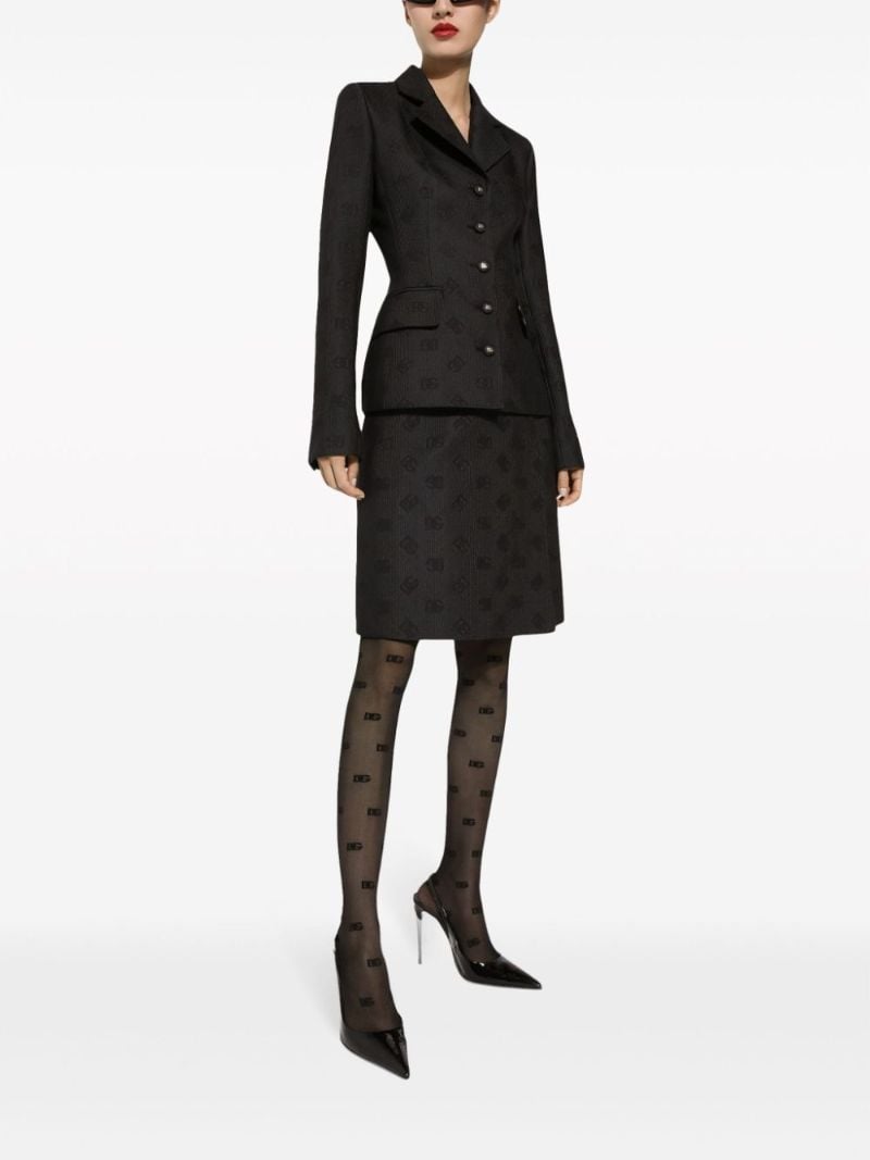Black Monogram-jacquard Midi Skirt