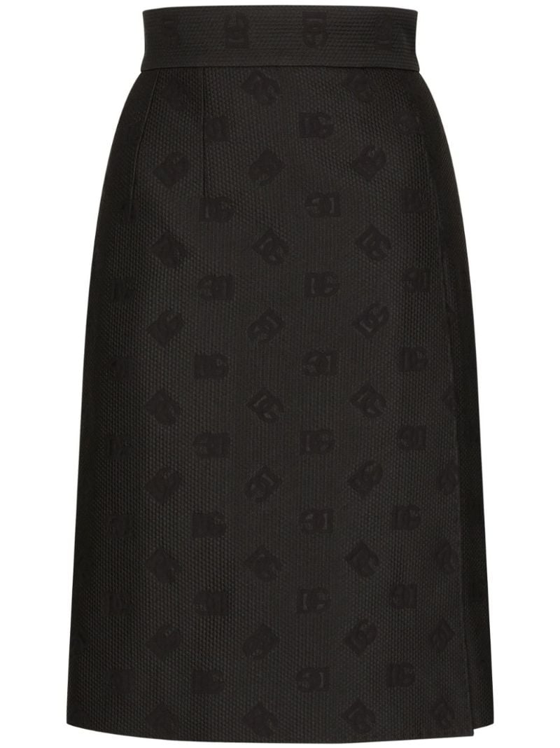 Black Monogram-jacquard Midi Skirt