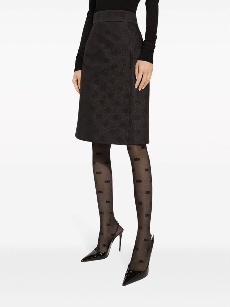 Black Monogram-jacquard Midi Skirt