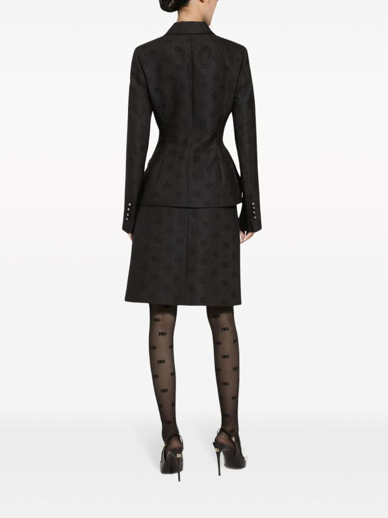 Black Monogram-jacquard Midi Skirt