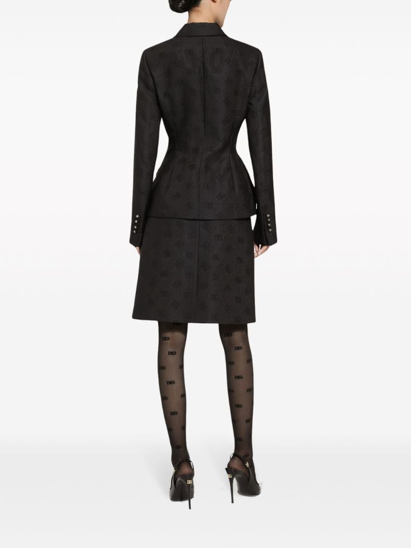 Black Monogram-jacquard Midi Skirt
