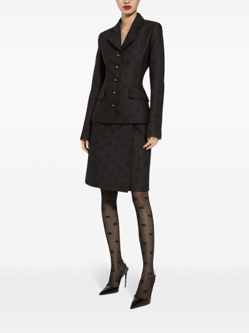 Black Monogram-jacquard Midi Skirt