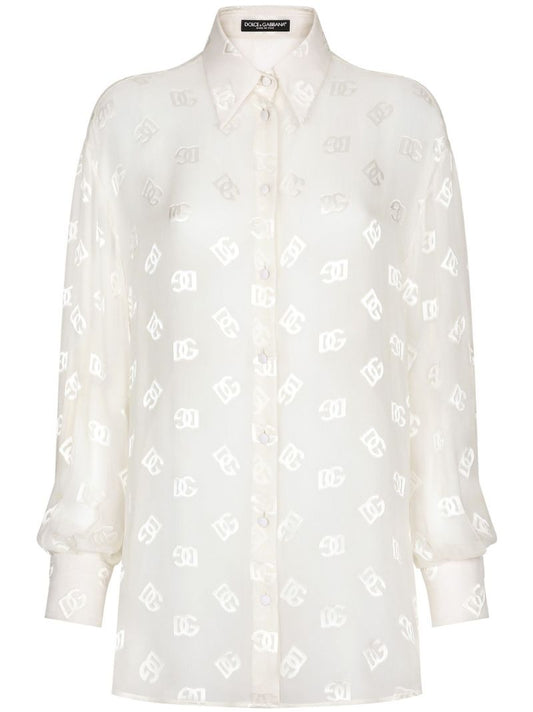White Monogram Jacquard Shirt