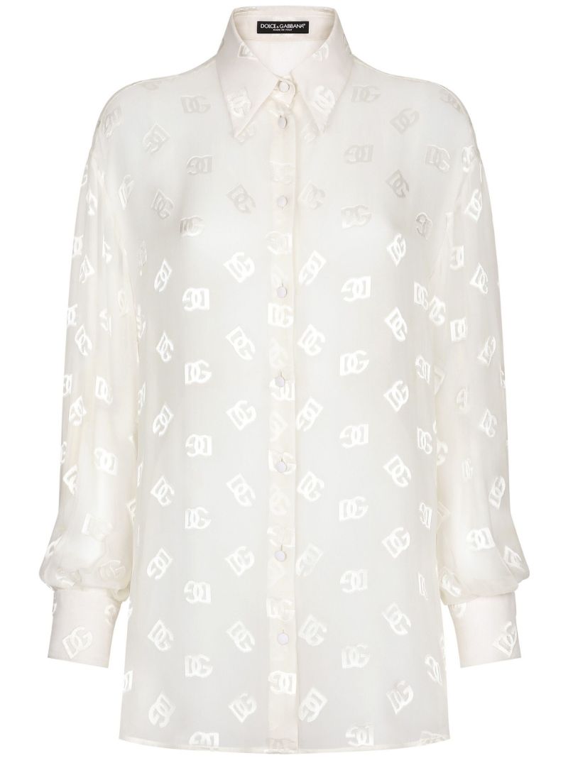 White Monogram Jacquard Shirt