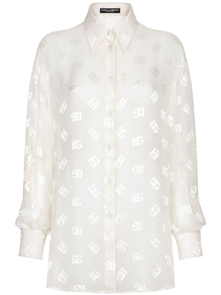 White Monogram Jacquard Shirt