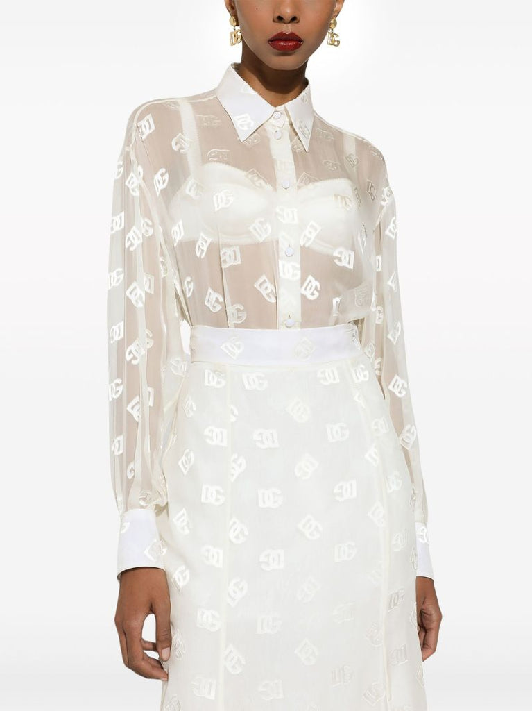 White Monogram Jacquard Shirt