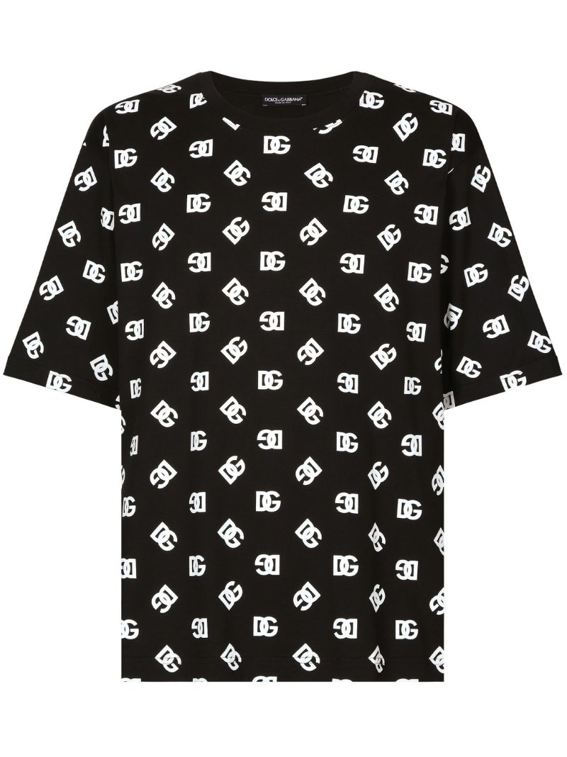 Black Dg-print Cotton T-shirt