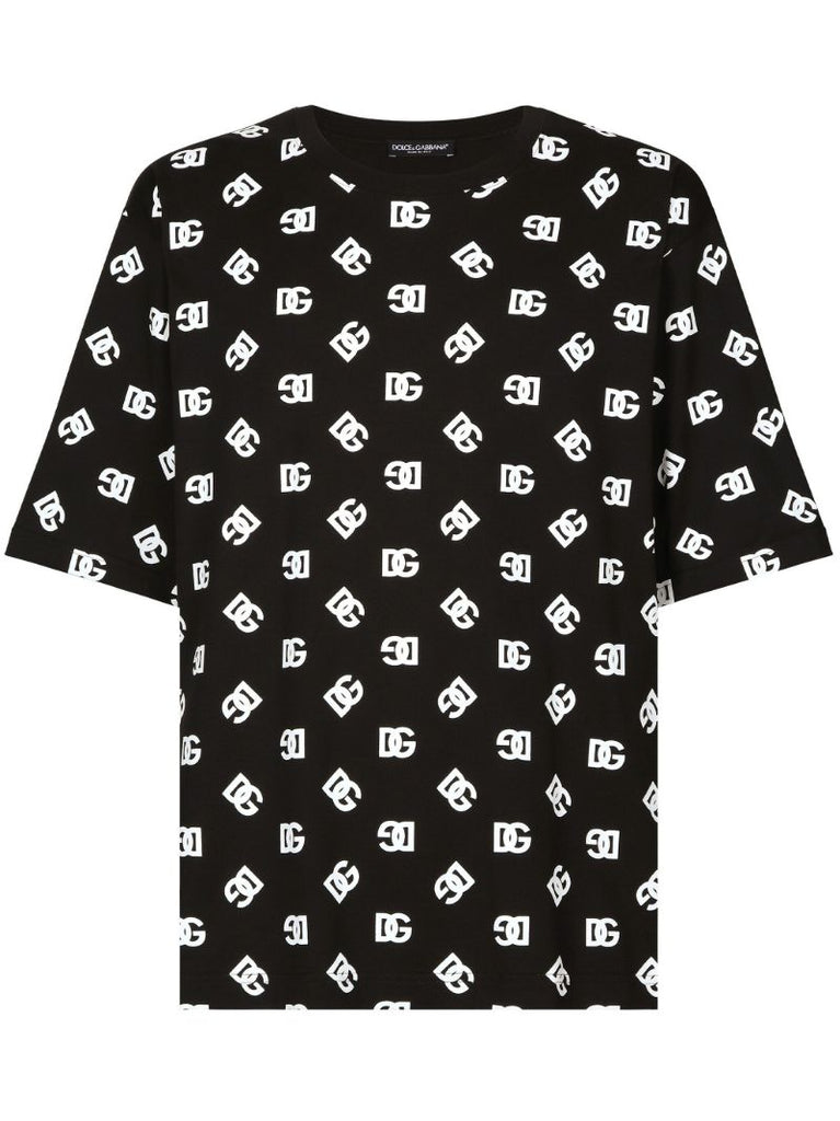 Black Dg-print Cotton T-shirt
