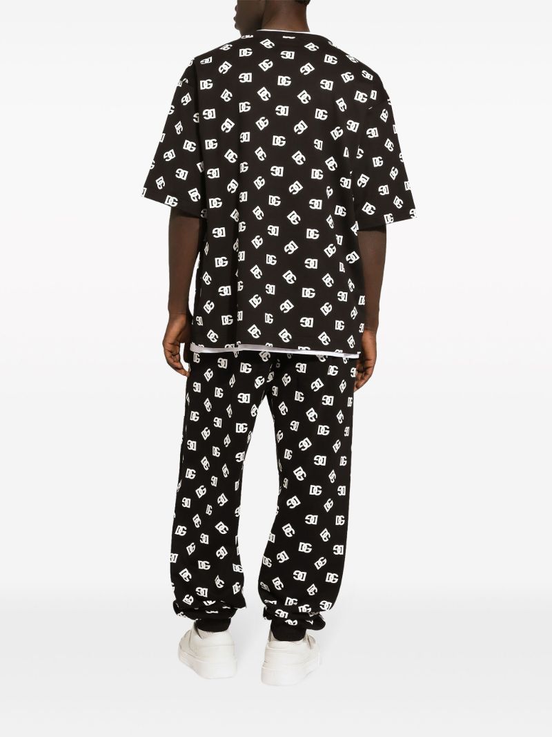 Black Dg-print Cotton T-shirt