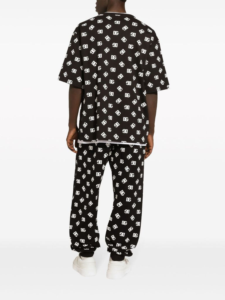 Black Dg-print Cotton T-shirt