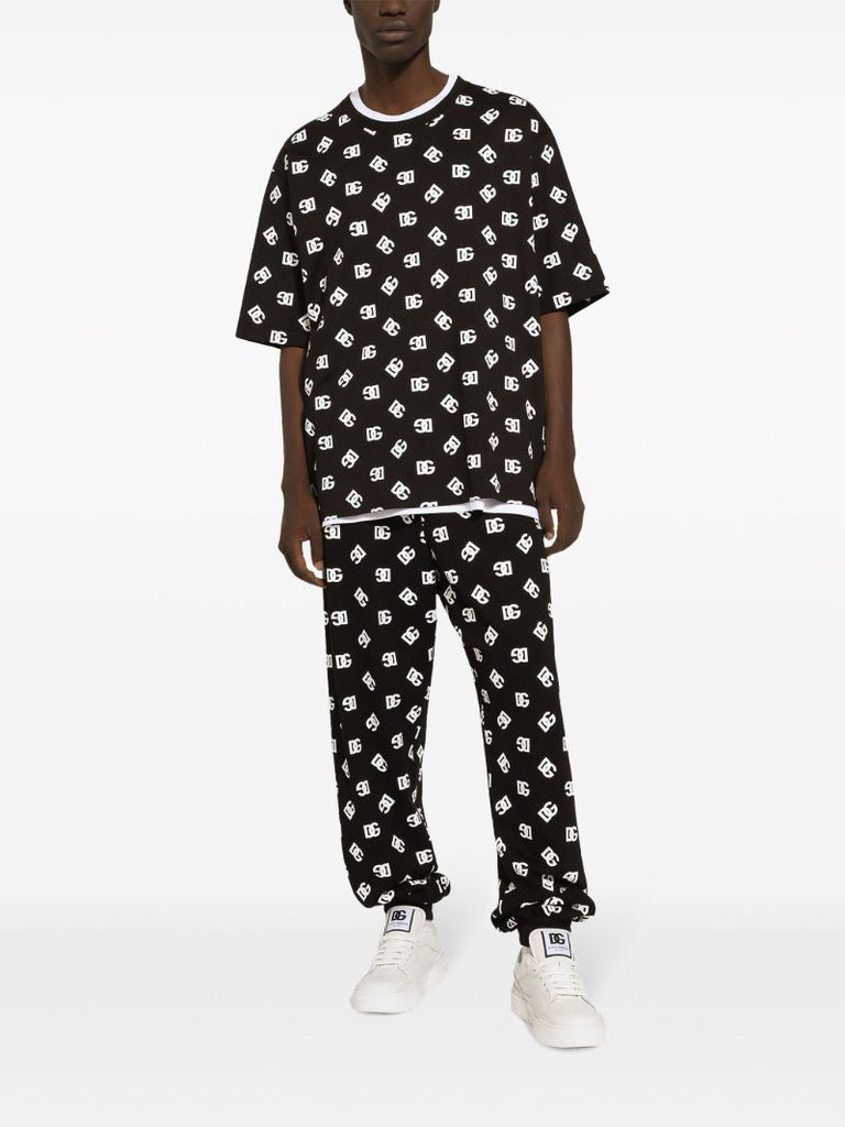 Black Dg-print Cotton T-shirt