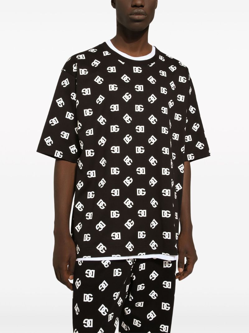 Black Dg-print Cotton T-shirt