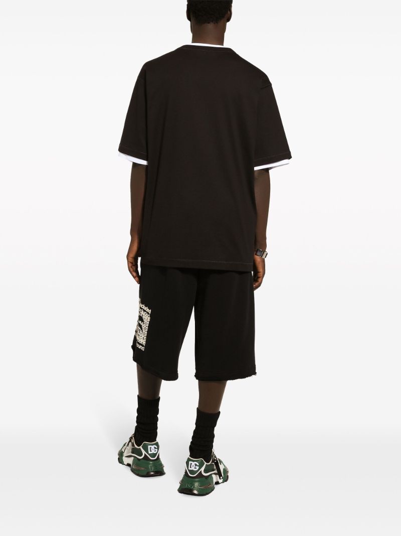 Black Palm Print Cotton T-shirt