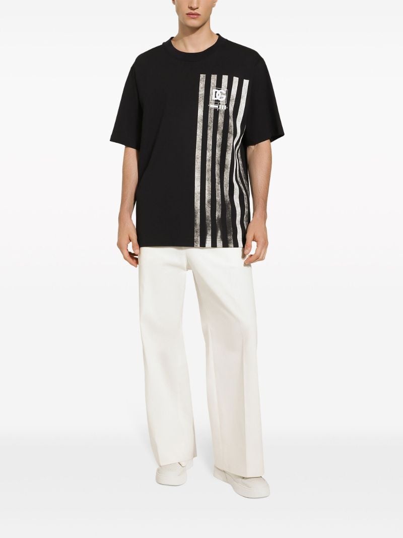 Black Marina-print Cotton T-shirt