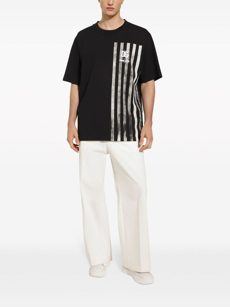 Black Marina-print Cotton T-shirt