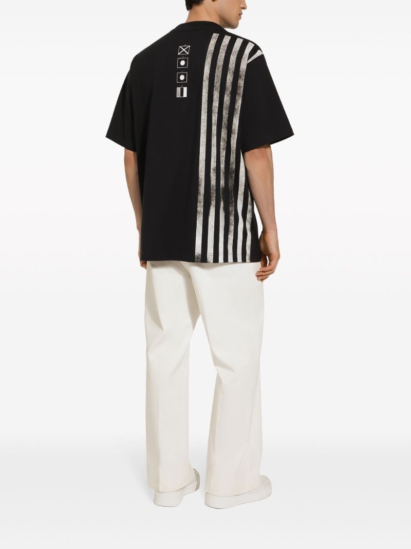 Black Marina-print Cotton T-shirt