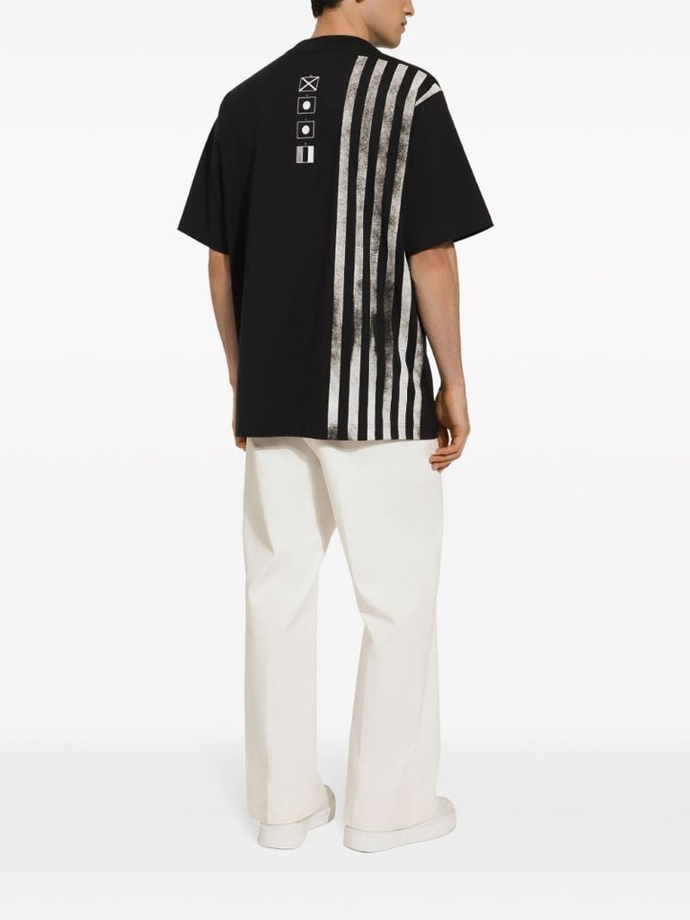 Black Marina-print Cotton T-shirt