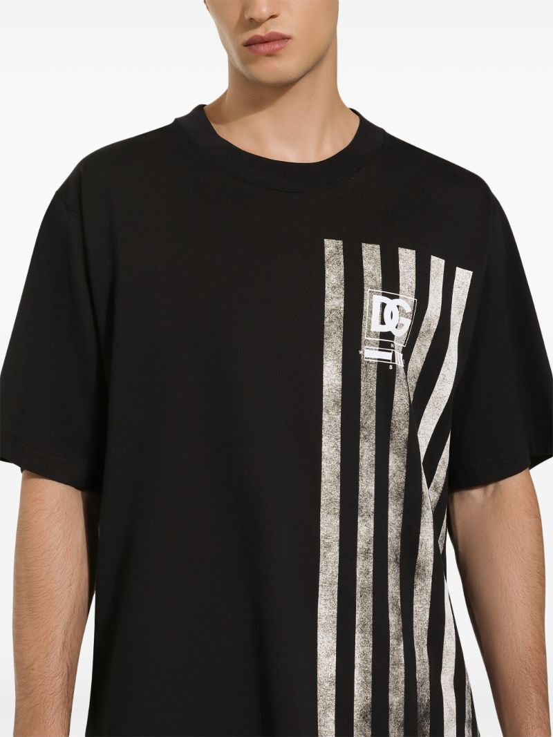 Black Marina-print Cotton T-shirt