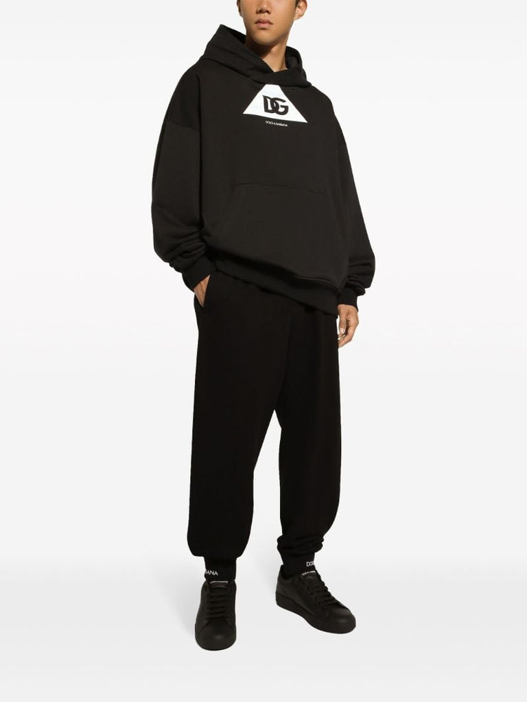 Black Dg-print Cotton Hoodie