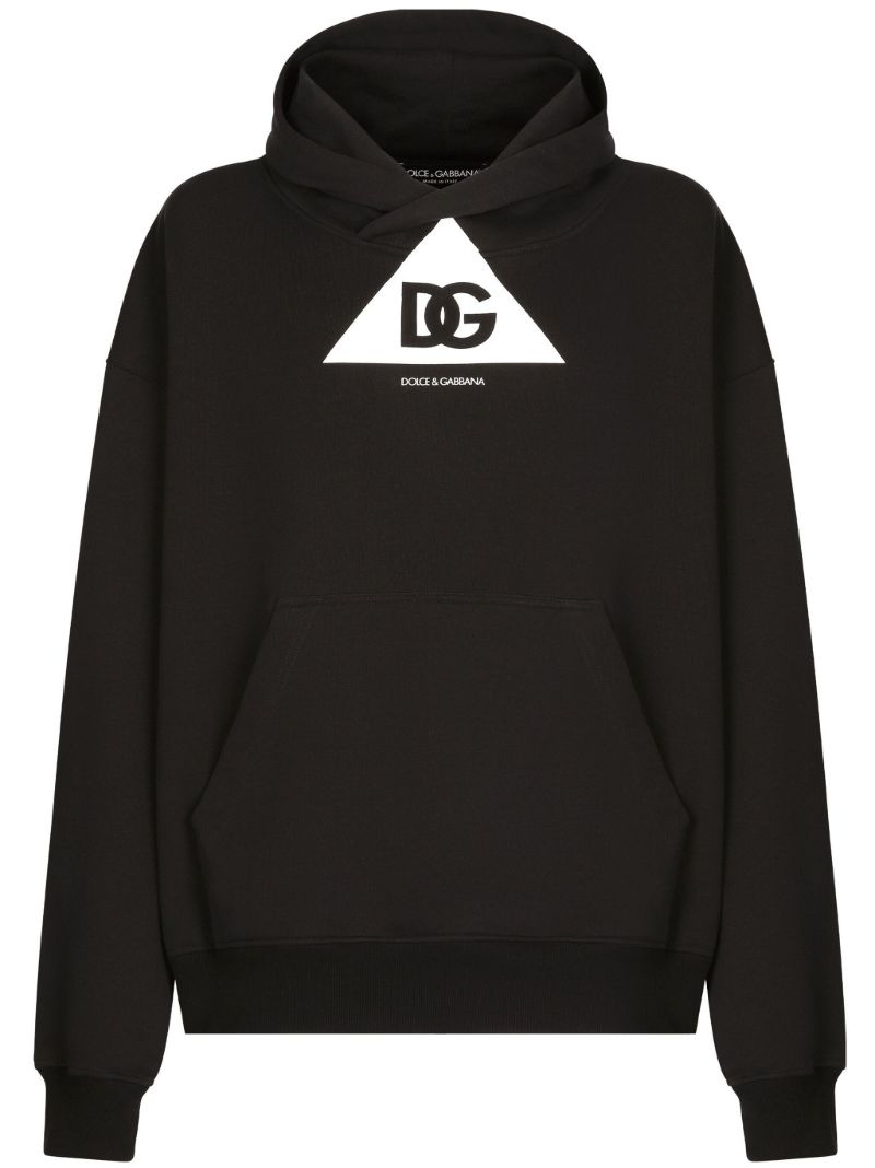Black Dg-print Cotton Hoodie