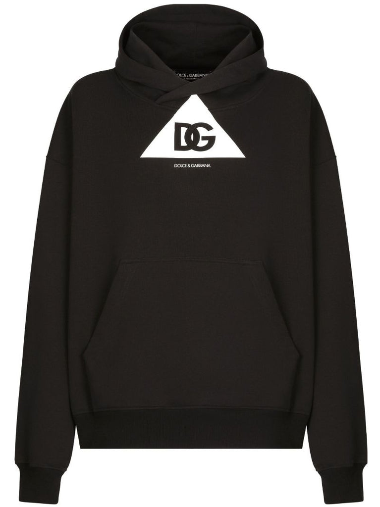 Black Dg-print Cotton Hoodie