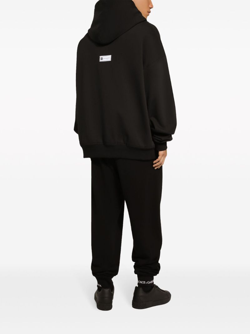 Black Dg-print Cotton Hoodie