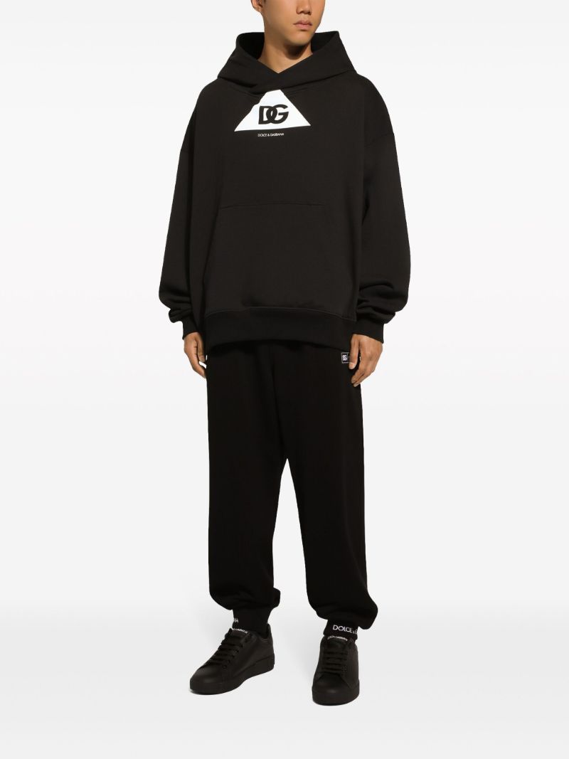 Black Dg-print Cotton Hoodie