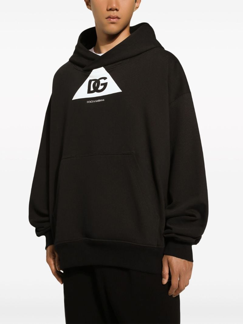 Black Dg-print Cotton Hoodie