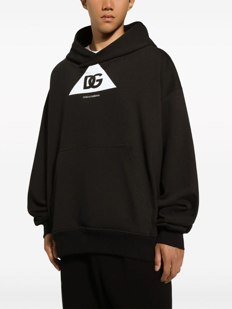 Black Dg-print Cotton Hoodie