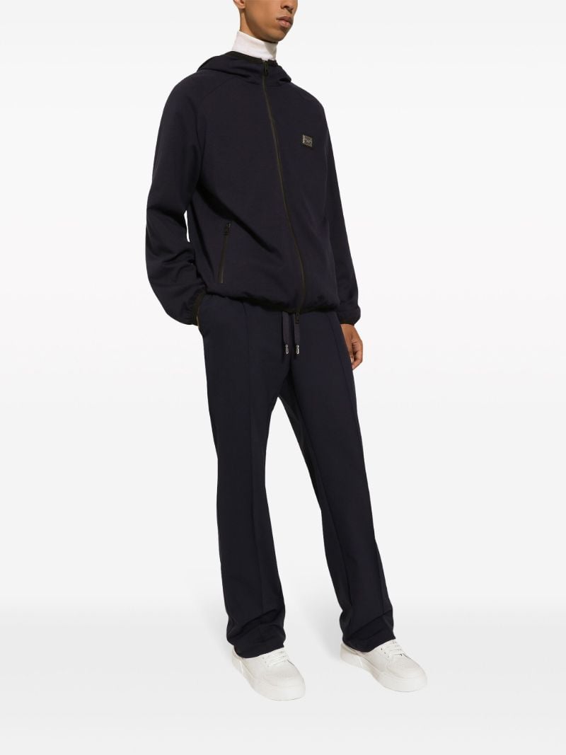 Blue Logo-plaque Hooded Jacket