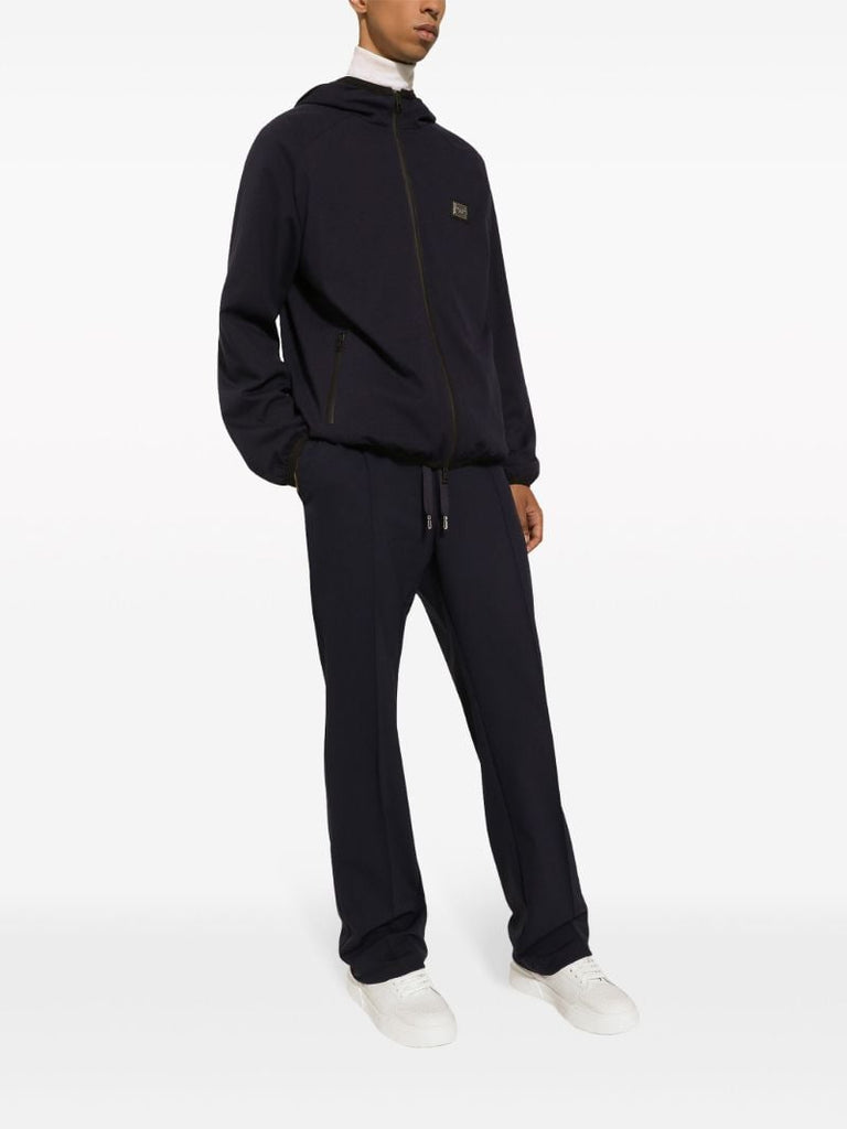 Blue Logo-plaque Hooded Jacket