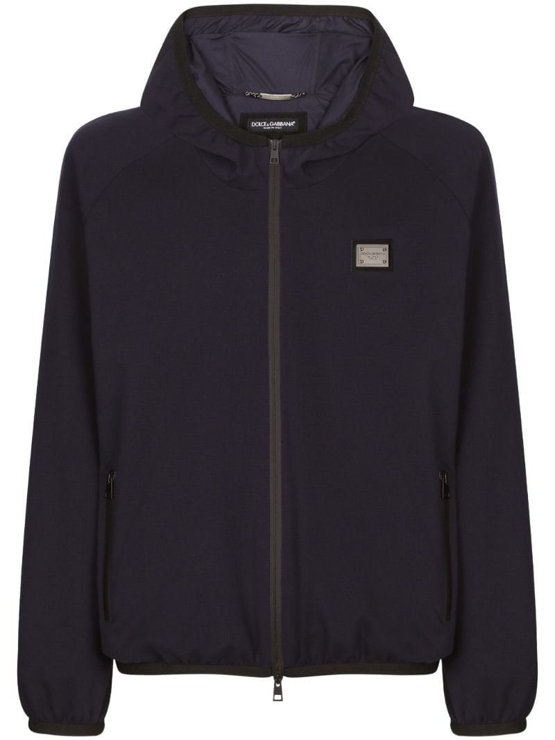 Blue Logo-plaque Hooded Jacket