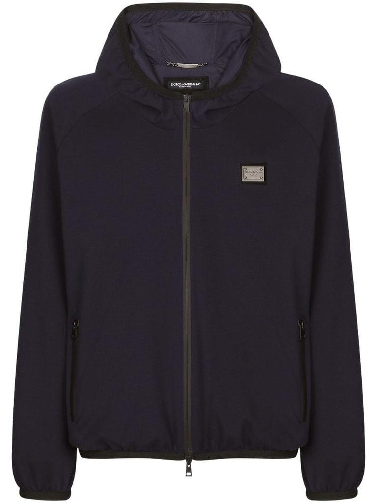 Blue Logo-plaque Hooded Jacket